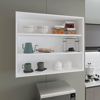 INFURNIC Decorative Wall Shelf Wally 3-Tier Open Wall Cabinet with Spacious Shelves for Storage and Display Modern Design, White, 12"*36"*30"