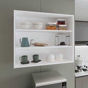INFURNIC Decorative Wall Shelf Wally 3-Tier Open Wall Cabinet with Spacious Shelves for Storage and Display Modern Design, White, 12"*36"*30" - 1 of 4