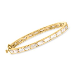 Ross-Simons Mother-Of-Pearl Bangle Bracelet in 18kt Gold Over Sterling Size 7 - 1 of 4