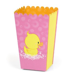 Big Dot of Happiness Pink Ducky Duck - Girl Baby Shower or Birthday Party Favor Popcorn Treat Boxes - Set of 12 - 1 of 4
