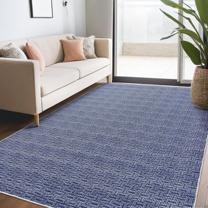 Acekool 5x7 Washable Area Rug, Modern Farmhouse Geometric, Non-Slip, Soft Low Pile, Easy Care Neutral Carpet for Living Room, Bedroom,  Light Brown - 1 of 4