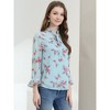 Allegra K Women's Ruffle Collar 3/4 Sleeve Tie Neck Chiffon Floral Blouse - 4 of 4