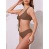 INSPIRE CHIC Women's Lace Up Decoration Push Up Bikini Sets, Wide Strap Top Triangle Bottom Swimwear Bathing Suits 1 Set - 2 of 4