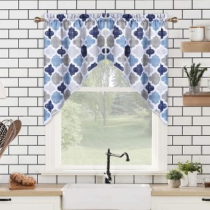 Geometric Quatrefoil Swag Valance Curtains for Windows Cotton Blend Fabric, 56" W x 36" L - 1 of 4