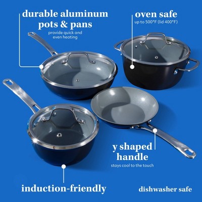 10-Piece Black Nonstick Aluminum Cookware Set with Glass Lids