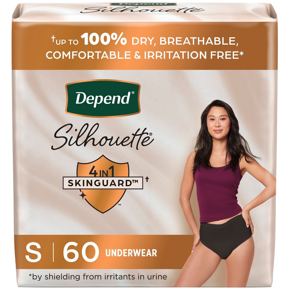 Depend Silhouette Incontinence & Postpartum Underwear for Women - Maximum Absorbency - S - Black - 60ct