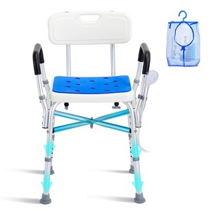VEVOR Shower Chair Seat, 400 lbs Capacity, Shower Chair for Shower Bathtub, Adjustable Height Bench Bath Chair for Elderly Disabled,White+Blue - 1 of 4