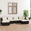vidaXL Black Poly Rattan 6 Piece Patio Lounge Set with Cream Fabric Cushions, Water-Resistant & Modular Design, Perfect for Outdoor Spaces - 2 of 4
