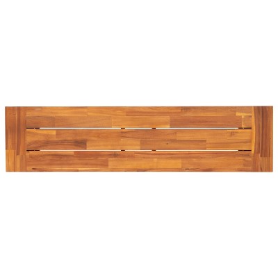 Martindale Solid Acacia Wood Patio Dining Bench with Black Legs