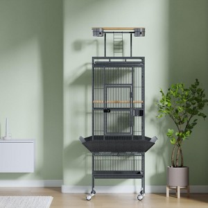 Large Metal Bird Cages with Rolling Stands, Feed Bowls for Parakeets, Conures Medium Large Bird (1'' Bar Spacing) Parrot Cage with Slide-Out Tray - 1 of 4
