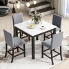 NicBex 5 Piece Dining Table Set with Faux Marble Top for 4 Kitchen Rectangle Table Set with 4 Nailhead Trims Side Chairs for Dining Room - 2 of 4