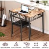 Dining Table Set for Small Spaces, 3 Pcs Space Saving Kitchen Table with 2 Chairs, Wooden Dinner Table Chair Set with Metal Frame, Bistro Table Set - 3 of 4