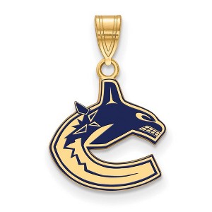 Black Bow Jewelry 14k Yellow Gold Plated Sterling Silver Vancouver Canucks NHL Small Pendant - 1 of 3