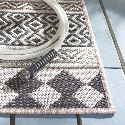 Havana Light Brown and Black Geometric Indoor/Outdoor Area Rug