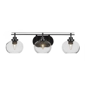 Toltec Lighting Odyssey 3 - Light Vanity in  Matte Black with 7" Clear Bubble Shade - 1 of 1