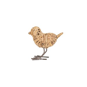 Natural Wrapped Bird Decorative Figure Seagrass & Metal by Foreside Home & Garden - 1 of 4