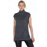JENNIE LIU Women's 100% Pure Cashmere Sleeveless Turtleneck Hi-Lo Tunic Sweater