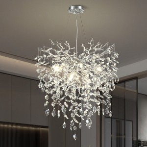CityFurn 9-Light Modern Luxury Tree Branch Chandelier Crystal Pendant Light - 1 of 4