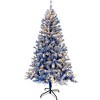 6FT Pre-Lighted Hinged Artificial Fir Christmas Tree with Snow, Strip LED Lights and 750 Branch Tips X-mas, Blue - ModernLuxe - 4 of 4