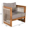 Acacia Wood Outdoor Club Chair with Curved Tub Design,Rope Accent Patio Club Chair,Water-Resistant Cushions Outdoor Club Chair-Koiai - 4 of 4