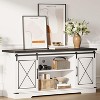 Farmhouse TV Stand for 65" TVs – Entertainment Center with Sliding Barn Doors, Adjustable Shelf & Storage Cabinet for Living Room or Bedroom - 3 of 4