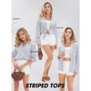 EXLURA Womens Striped Button Down Shirts Long Sleeve Stylish Collared Office Work Blouses Tops - 3 of 4