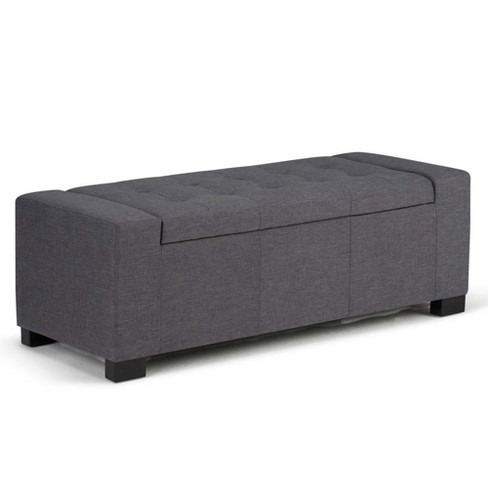 Multifunctional Linen Fabric Foldable Storage Ottoman Bench Foot