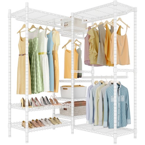 L Shaped Closet Organizer, Freestanding Corner Clothes Garment