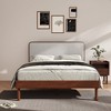 Roundhill Furniture Wyller 2-Piece Bedroom Set, Platform Bed with Nightstand, Natural Walnut, Queen - 2 of 4