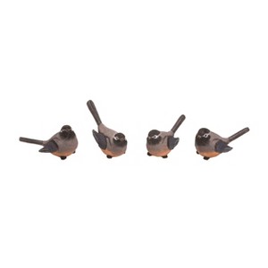 Transpac Medium Resin Grey/Orange Bird Set of 4 Spring Home Decorations - 1 of 1