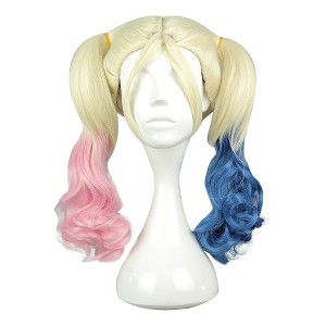 Unique Bargains Women's Wigs 16" Platinum-Gradient Pink Blue with Wig Cap - 1 of 4
