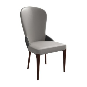 LeisureMod Leather Dining Chair Kitchen Room Side Chairs with Rubberwood Legs Havana Series - 1 of 4