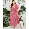 BLUEMING Summer Maxi Dress for Plus Size Women Tie Wasit Surplice Dress Flutter Sleeve A-Line Dress - 4 of 4