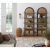 Nathan James 70.8" Amara Rattan and Metal Arch Bookshelves Light Oak - 2 of 4