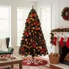 VINGLI 7.5ft Pre-lit Black Christmas Tree, 350 Lights, Snowflake Skirt, Red Ornaments, 1200 PVC Tips, Holiday Party Decor - 2 of 4