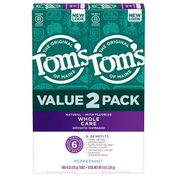 Tom's of Maine Whole Care Peppermint Toothpaste - 4oz/2pk