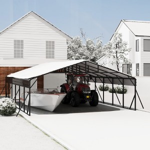 10 x 15 FT Metal Carport with Galvanized Steel Roof, Heavy Duty Metal Roof Carport with Enhanced Base, Tall Kits Garage for Tractors, Trucks, Boats - 1 of 4