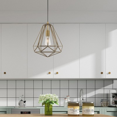 Antique Brass Geometric Mini Pendant Light with LED