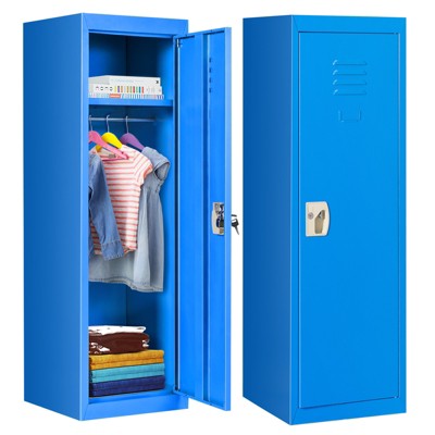 Safstar 48" Metal Storage Locker for Kids, Children Daycare Coat Locker w/ Hanging Rod & Shelf for Bedroom Kids Room School, 2-Tier Safe Storage
