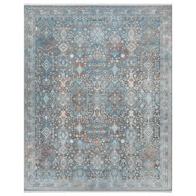 Gertmenian Florance Lucia Distressed Traditional Teal Gray Indoor Viscose Acrylic Area Rug with Fringe