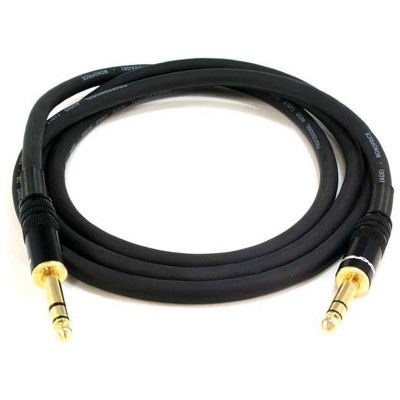 Monoprice Premier Series 1/4 Inch (TRS) Male to Male Cable Cord - 6 Feet - Black | 16AWG (Gold Plated)