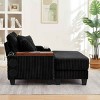 Single Seat Armrest Sofa with Ottoman, Sofa with Hidden Table and USB and Bluetooth Speaker, Corduroy Sofa with Wood Frame-Coolbibila - 3 of 4
