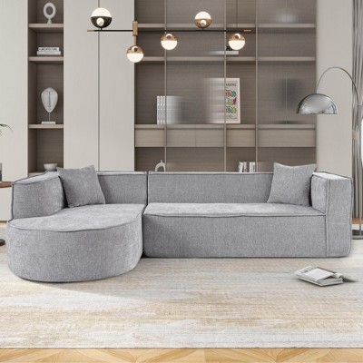 109"W Sectional Sofa Couch, Upholstered Modular Sofa with Two Pillows -ModernLuxe