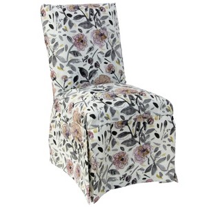 Victoria Slipcover Dining Chair Lavender Gray Floral - Cloth & Co., Purple Gray Floral