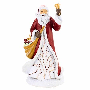 Roman 9.5 Inch Berry Santa Figurine Christmas Figurine , Lightweight Christmas Decor Santa Bell Lantern (1PC) - 1 of 4