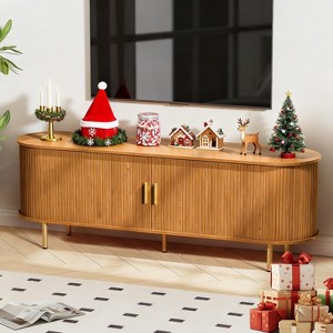 TIRAMISUBEST 55"TV Stand with Power Outlet for TVs up to 60 Inch,Entertainment Center with Storage,Adjustable Shelves & Sliding Doors - 1 of 4