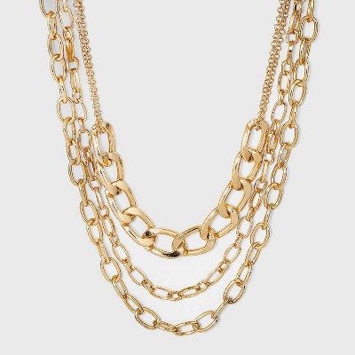 Multi Row Layered Chain Linked Necklace - A New Day™
