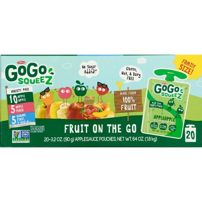 GoGo squeeZ Applesauce and Fruit Puree Variety Pack, Apple, Peach & Gimme Five!  - 3.2oz/20ct