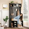 Fontoi Hall Trees, Hall Tree with Bench and Shoe Storage, Freestanding Coat Rack with Seating for Entryway Home Office, Black, 15.8"*70.9"*39.4" - 3 of 4