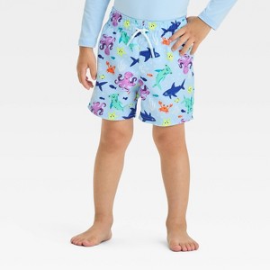 Toddler Boys' Sea Creature Swim Shorts - Cat & Jack™ Light Blue - 1 of 3